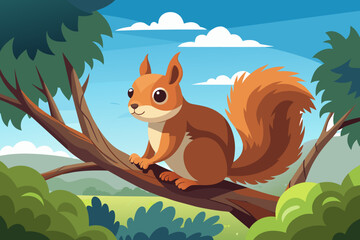 squirrel sitting on a tree branch  © Chayon Sarker