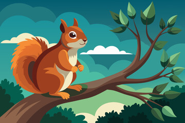 squirrel sitting on a tree branch  © Chayon Sarker