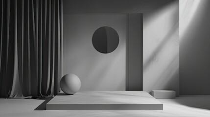 Grey studio background. Generative AI