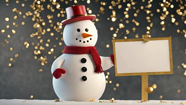 snowman with blank sign