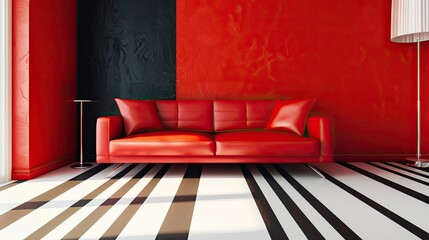 Red and white interior. Generative AI