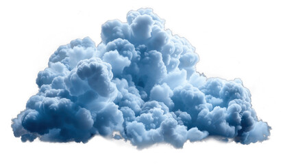 A billowing mass of dense blue smoke isolated on a transparent background - obrazy, fototapety, plakaty