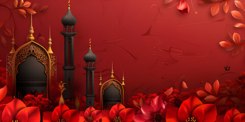 eid ul adha wallpaper with red background - obrazy, fototapety, plakaty