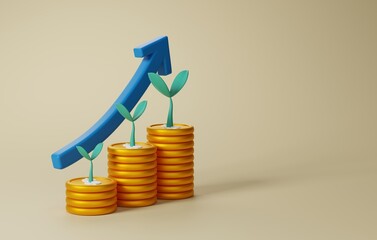 Visualizing Financial Growth, Money Tree 3D render.