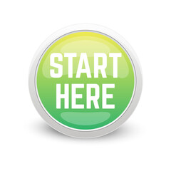 Start here text button template Isolated on white background