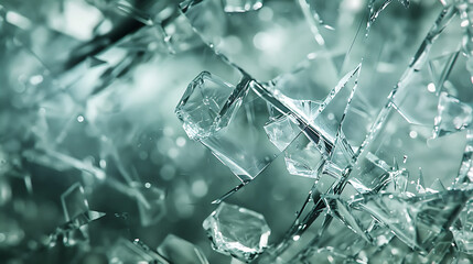 A shattered abstract glass background with a green background