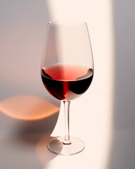 Refraction of light and shadow through glasses of red wine. 