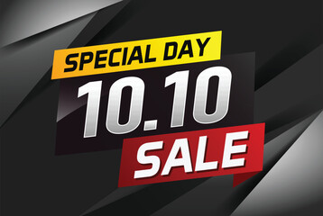 10.10 Special day sale word concept vector illustration with ribbon and 3d style for use landing page, template, ui, web, mobile app, poster, banner, flyer, background, gift card, coupon

