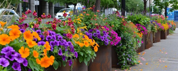 City Streets Awash in Color: Marigolds and Petunias Thriving in Urban Tree Guards