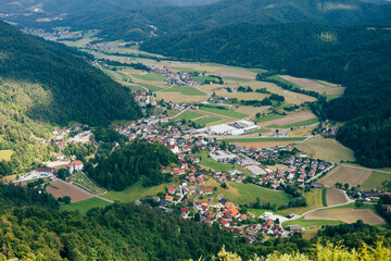 Polhov Gradec Mountain Town view from Above. - 777273717