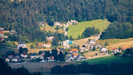 Polhov Gradec Mountain Town view from Above. - 777273992