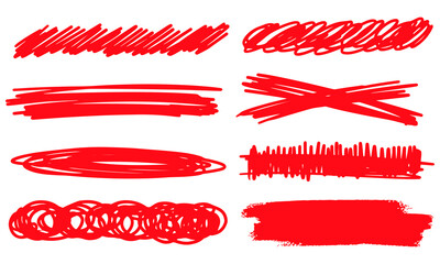 Abstract brush stroke underline. Marker scribbles set. Doodle hand drawn. Vector illustration.