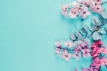 Color flowers for spring background mood with space for text