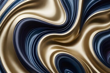 An abstract swirl of golden and navy blue colors, luxurious texture. Ideal for web backgrounds and textures. generative ai