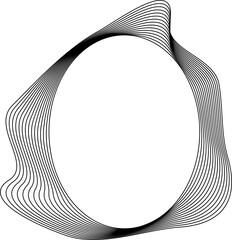 Oval frame liquid shapes made of lines with blend effect