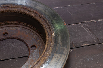 Rusty worn car brake disc