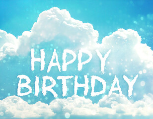 青空に書かれたHAPPYBIRTDAYポストカード風