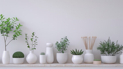 Home Decor, Minimalist home decoration items on a white backdrop.