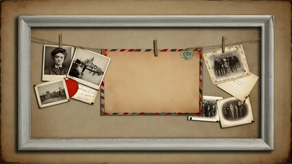 White Frame with Vintage Postcards Border