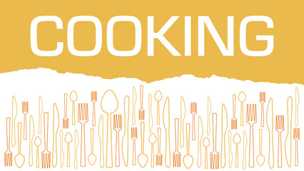 Cooking Spoon Fork Knife Brown Abstract Top Text 