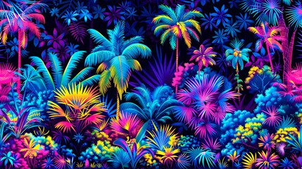 Tropical palm pattern, seamless design for summer and nature themes - obrazy, fototapety, plakaty