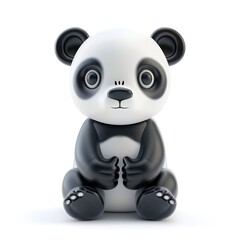 A 3D toy cute panda isolated on white background