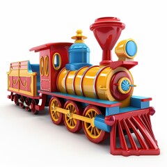 A 3D toy train isolated on white background