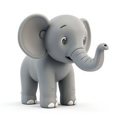 A 3D toy cute elefante isolated on white background  ai generated