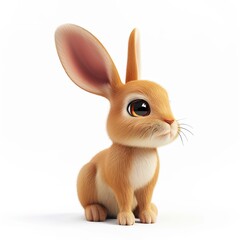 A 3D toy cute Rabbit isolated on white background generative ai