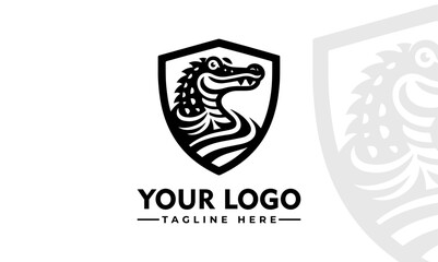 Fototapeta premium Vector vintage crocodile logo vector stylish reptile design for strong business identity
