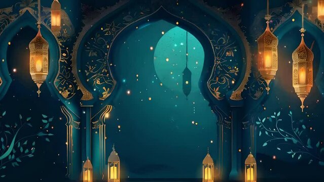 Eid mubarak and ramadan kareem greetings with Islamic celebration, mosque wallpaper background, vector illustration