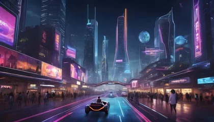 Poster Pékin A-Photorealistic-Futuristic-Cityscape-At-Night-Wi- 2