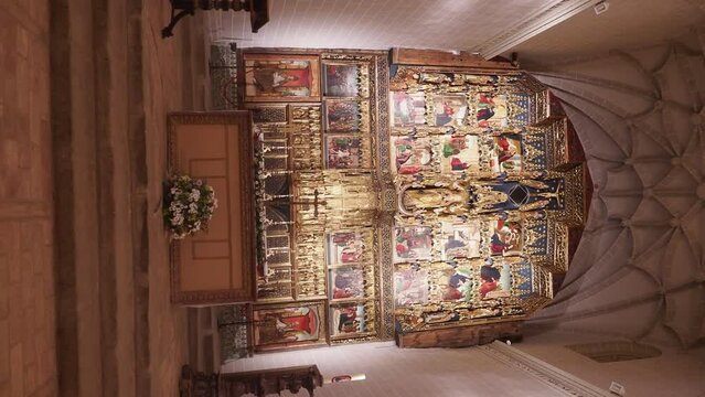 BOLEA HUESCA ARAGON SPAIN. Gothic collegiate church. Church The collegiate church of Santa Mar&iacute;a la Mayor in the town of Bolea, province of Aragon, Spain. bolea cherries