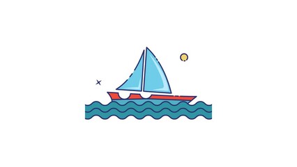 treasure map icon animation video for nautical element set, isolated marine or pirates equipment motion graphic design
