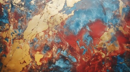 Gold, red, and blue marble background