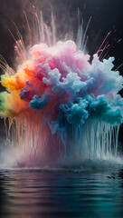 beautiful pastel colored powder exploding in different directions