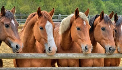 "Majestic Harmony: A Stunning Group of Horses in Nature's Embrace"

