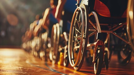 Paralympians in wheelchairs, Paralympics in Paris, France 2024 - obrazy, fototapety, plakaty