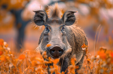Warthog in the African savannah, documentary photography, national geographic photo
