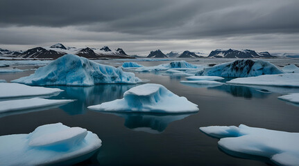 Beautiful blue coloured icebergs in the Jökulsárlón Glacier Lake, Iceland.generative.ai - obrazy, fototapety, plakaty