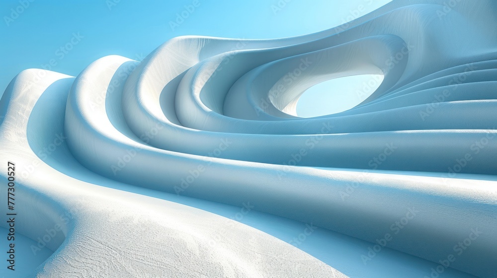 Poster blue and white abstract background featuring wavy lines creating a dynamic pattern