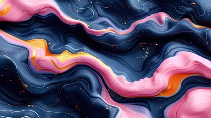 Vibrant abstract painting featuring blue, pink, and yellow colors