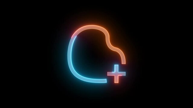 Neon free form clipping icon brown cyan color glowing animated black background