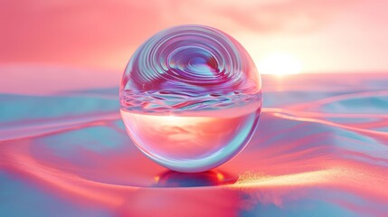 details in a crystal sphere, showcasing the play of vibrant Synthwave colors and intricate patterns