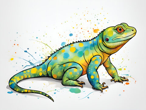 Painting renderings of colorful reptiles, lizards, and chameleons, as well as illustrations and picture books

