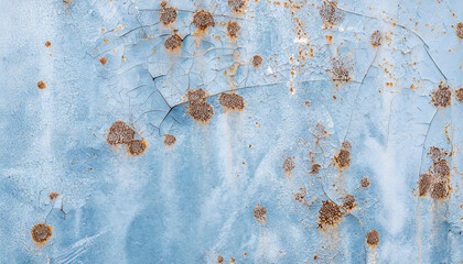 Abstract background of old rusty wall with scraps of blue paint