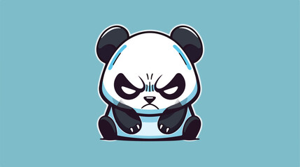 Angry cowboy panda bear icon logo 2d flat cartoon v