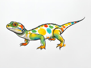 Obraz premium Painting renderings of colorful reptiles, lizards, and chameleons, as well as illustrations and picture books