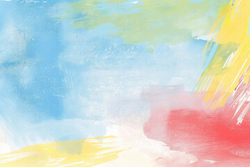 background, light blue, yellow and red colors, soft strokes of paint, children's illustration style