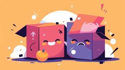 April fools day with box and emoticon character. ve - obrazy, fototapety, plakaty